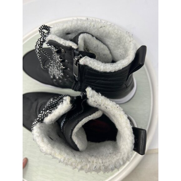 Khombu Black Quilted Lace-Up Winter Boots Size 9 Shearling Lining Side Zipper Cl - Picture 7 of 10